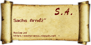 Sachs Arnó névjegykártya
